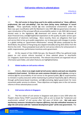 Civil Service Reforms in Selected Places