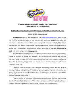 Shopkins Live! National Tour