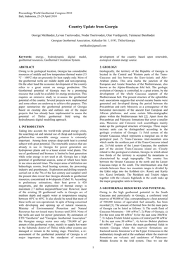 Prospecting and Exploitation of Geothermal Energy of Georgia