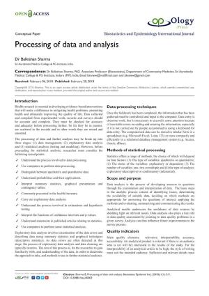 Processing of Data and Analysis