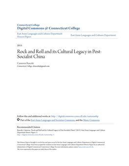 Rock and Roll and Its Cultural Legacy in Post-Socialist China" (2013)