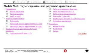 Module M4.5 Taylor Expansions and Polynomial Approximations