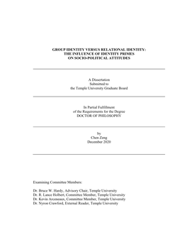 Group Identity Versus Relational Identity: the Influence of Identity Primes on Socio-Political Attitudes