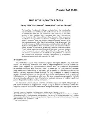 TIME in the 10,000-YEAR CLOCK (Preprint) AAS 11-665