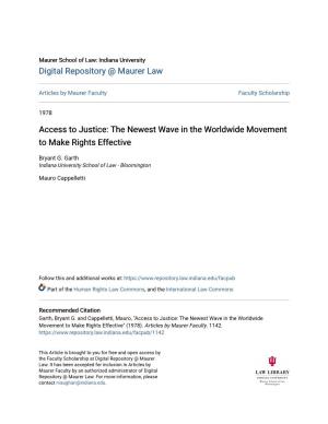 Access to Justice: the Newest Wave in the Worldwide Movement to Make Rights Effective