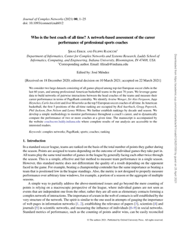 A Network-Based Assessment of the Career Performance of Professional Sports Coaches