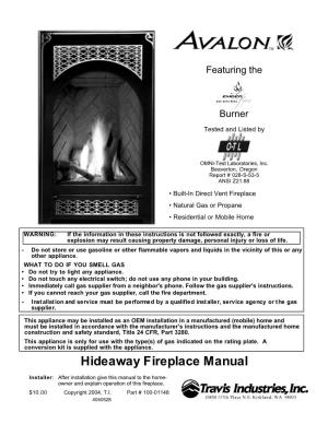 Hideaway Fireplace Manual