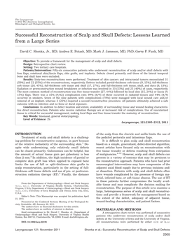 Successful Reconstruction of Scalp and Skull Defects: Lessons Learned from a Large Series