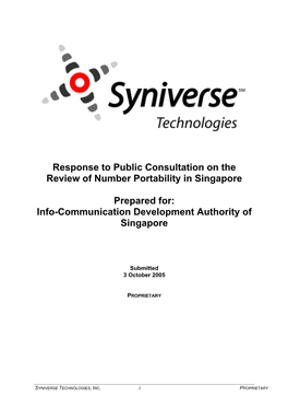 Response to Public Consultation on the Review of Number Portability in Singapore