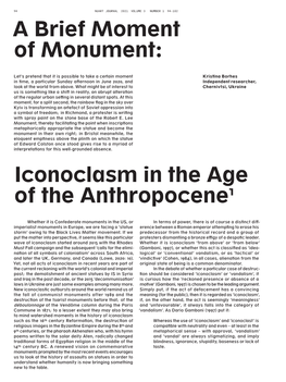 A Brief Moment of Monument: Iconoclasm in the Age