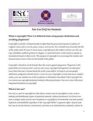 Fair Use FAQ for Students