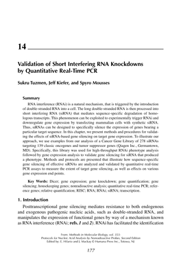 Validation of Short Interfering RNA Knockdowns by Quantitative Real-Time PCR