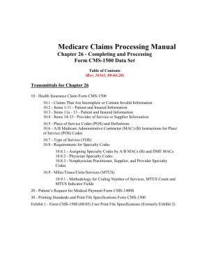 Medicare Claims Processing Manual, Chapter 26
