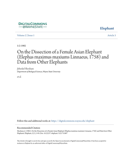 On the Dissection of a Female Asian Elephant