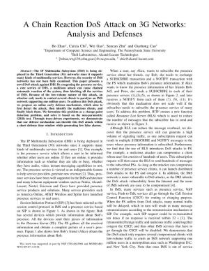 A Chain Reaction Dos Attack on 3G Networks: Analysis and Defenses