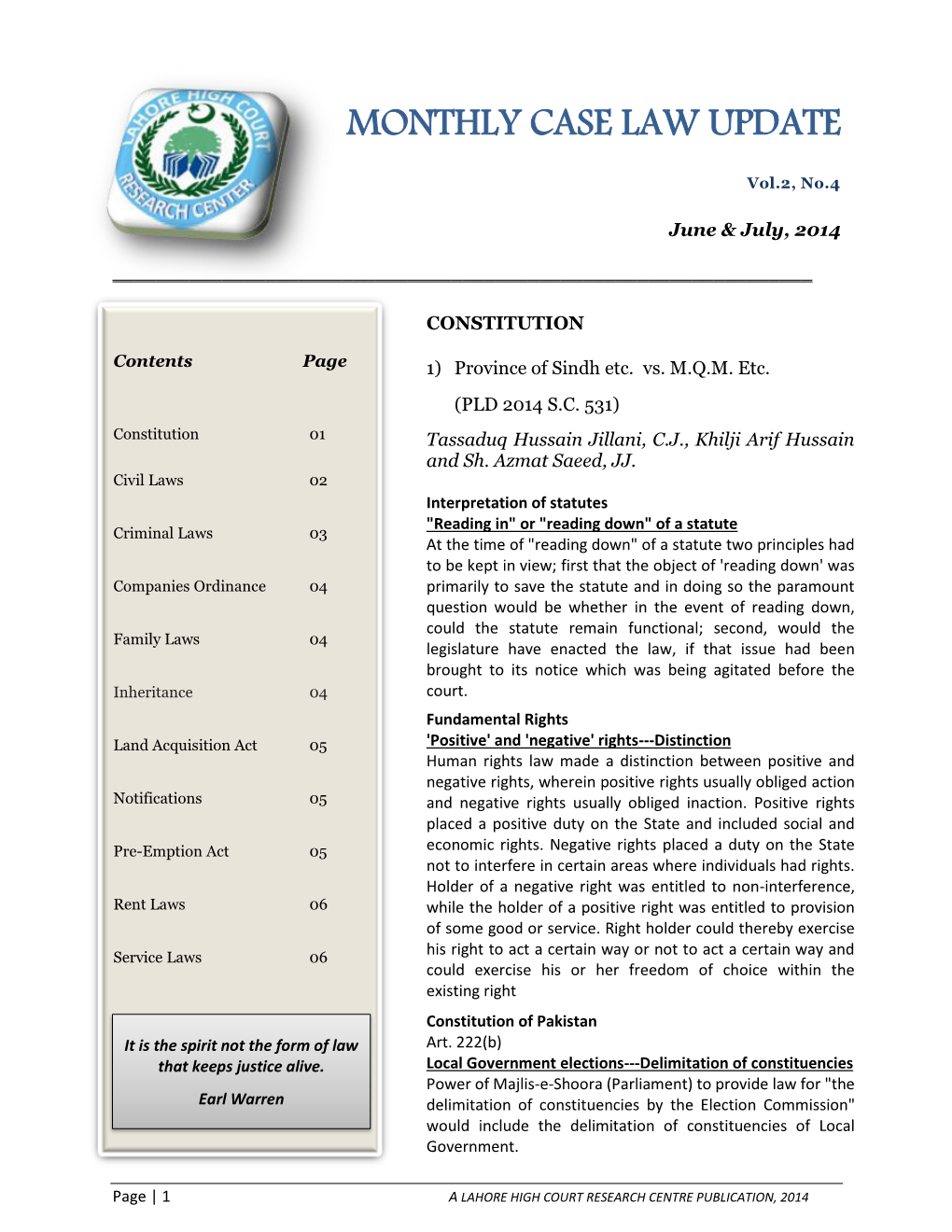 Monthly Case Law Update