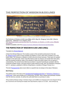 The Perfection of Wisdom in 8,000 Lines