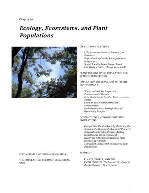 Ecology, Ecosystems, and Plant Populations