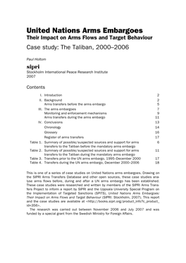 United Nations Arms Embargoes Their Impact on Arms Flows and Target Behaviour Case Study: the Taliban, 2000–2006