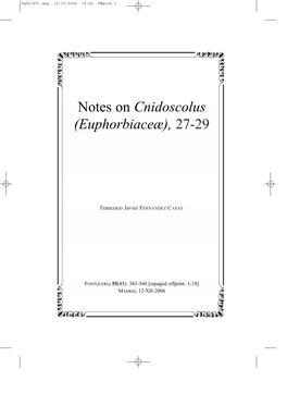 Notes on Cnidoscolus (Euphorbiaceæ), 27-29