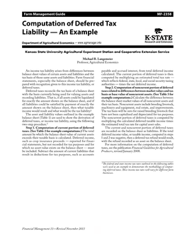 Computation of Deferred Tax Liability — an Example