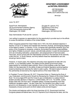 Letter from the South Dakota Department of Environment And