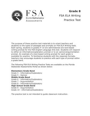 Grade 8 FSA ELA Writing Practice Test
