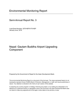 Environmental Monitoring Report Nepal: Gautam Buddha Airport