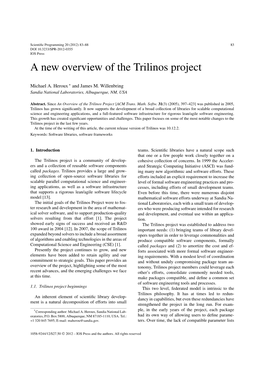 A New Overview of the Trilinos Project