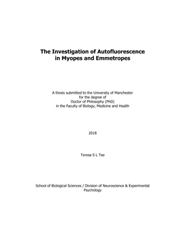 The Investigation of Autofluorescence in Myopes and Emmetropes