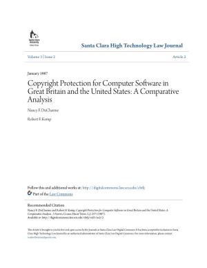 Copyright Protection for Computer Software in Great Britain and the United States: a Comparative Analysis Nancy F