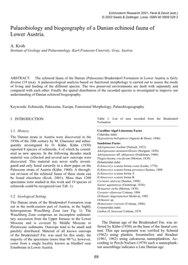 Palaeobiology and Biogeography of a Danian Echinoid Fauna of Lower Austria