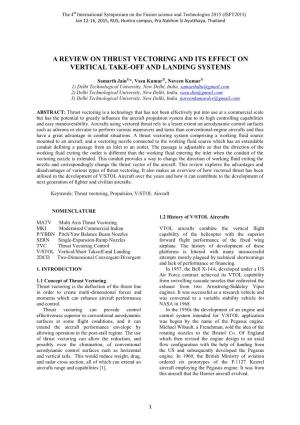A Review on Thrust Vectoring and Its Effect on Vertical Take-Off and Landing Systems