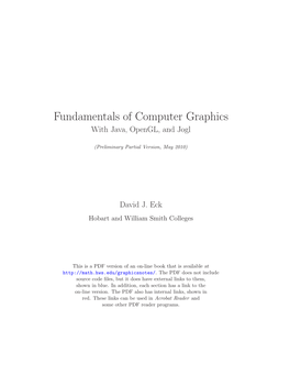 Fundamentals of Computer Graphics with Java, Opengl, and Jogl