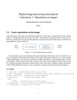 Digital Image Processing and Analysis Laboratory 1: Operations on Images