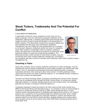 Stock Tickers, Trademarks and the Potential for Conflict