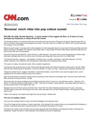 Bonanza' Ranch Rides Into Pop Culture Sunset