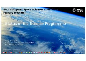 Status of the Science Programme