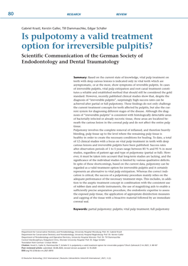Is Pulpotomy a Valid Treatment Option for Irreversible Pulpitis? Scientific Communication of the German Society of Endodontology and Dental Traumatology