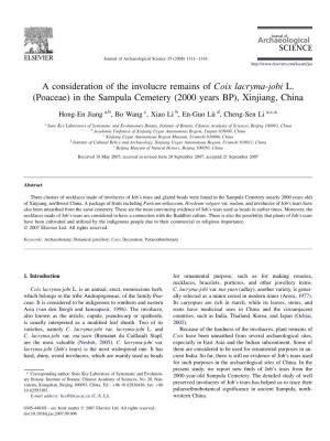 A Consideration of the Involucre Remains of Coix Lacryma-Jobi L