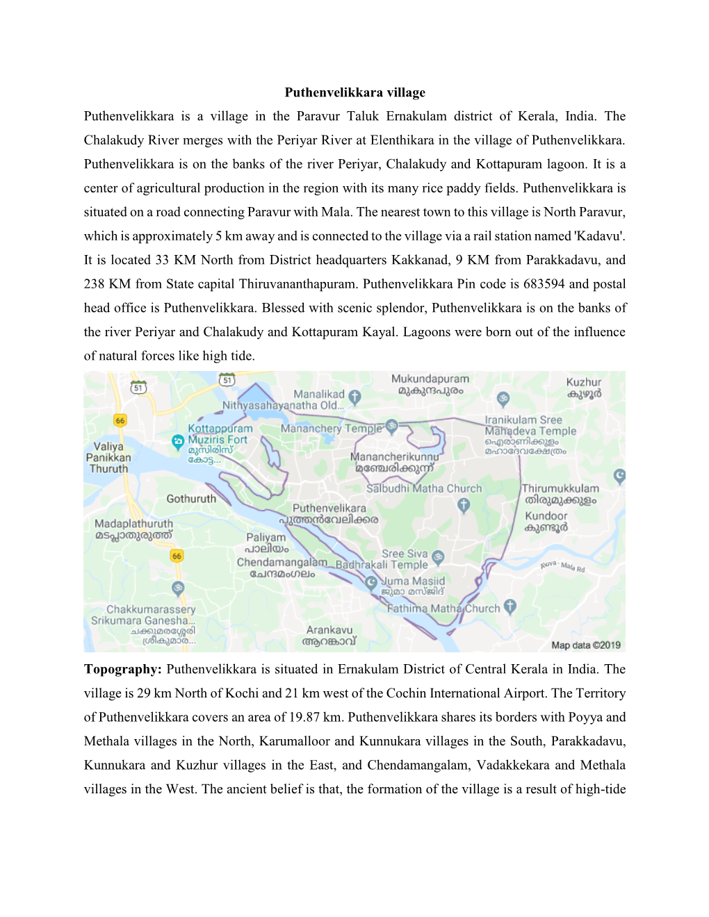 Puthenvellikkara Village Survey Report