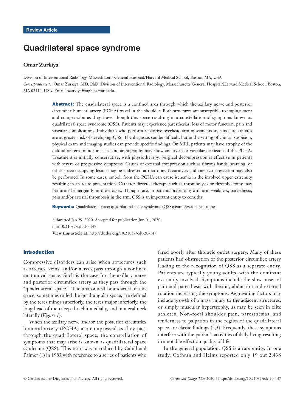 Quadrilateral Space Syndrome