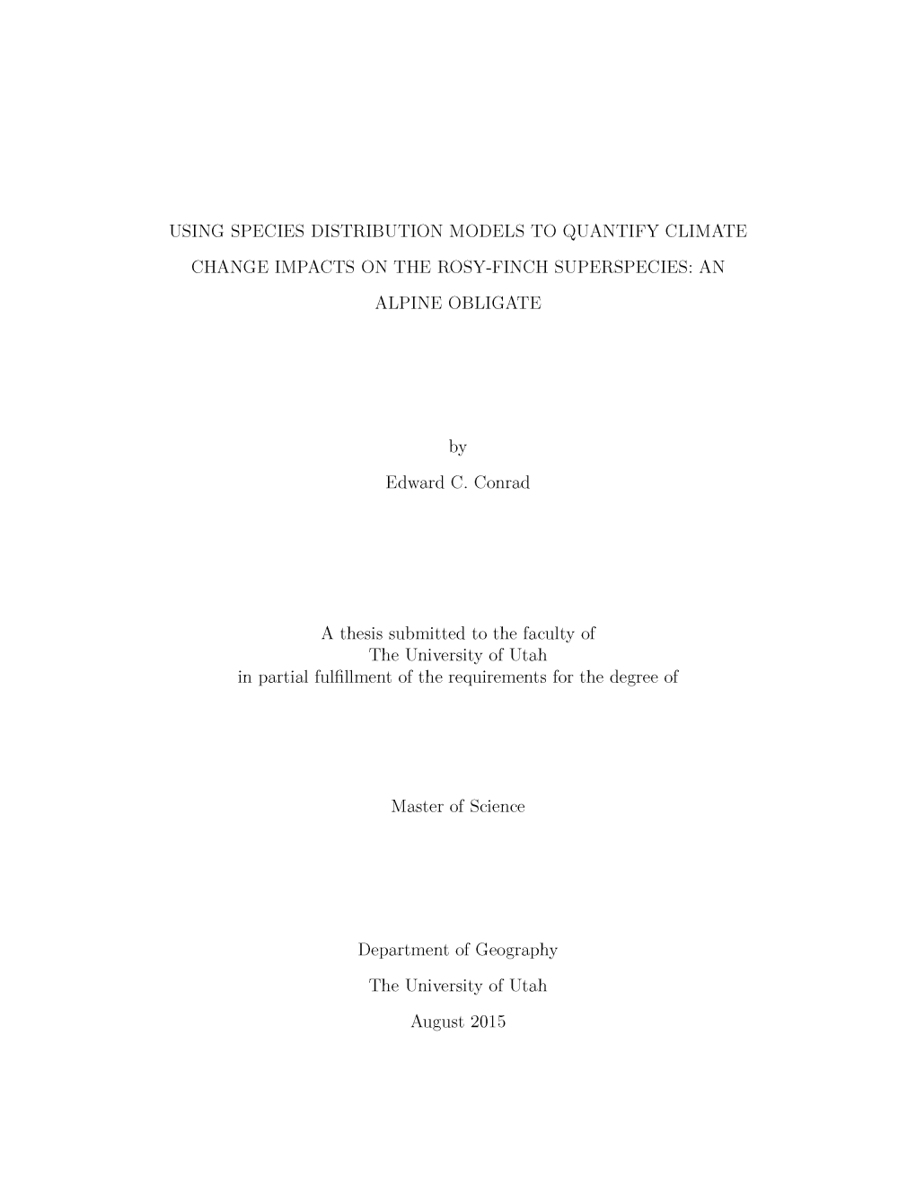 Using Species Distribution Models to Quantify Climate