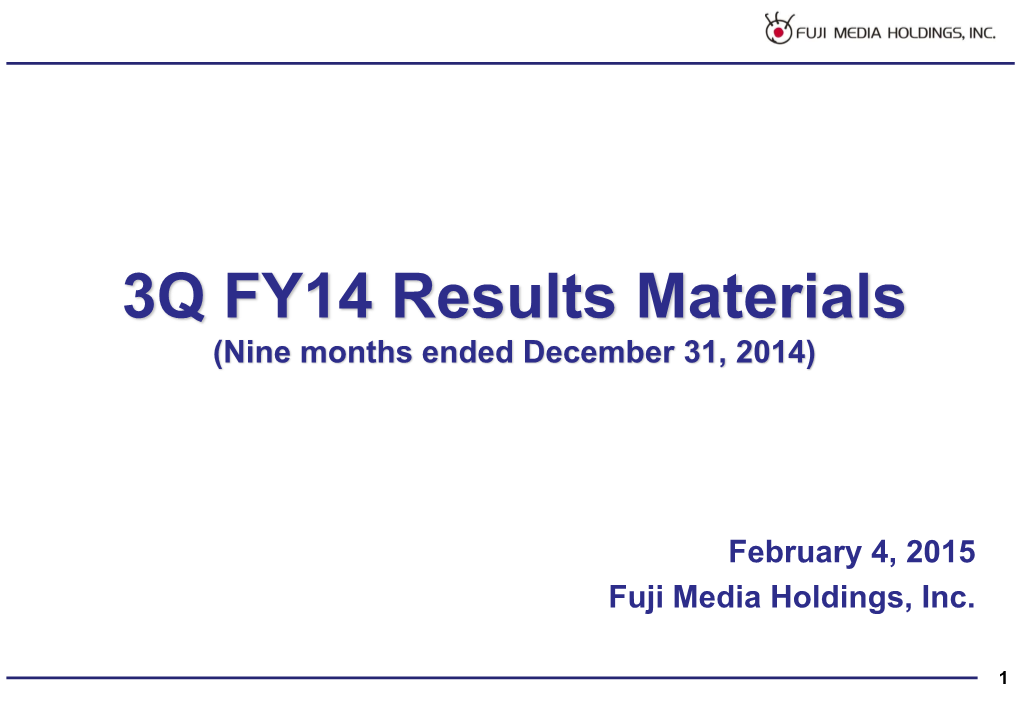 Revision to FY14 Operating Income Forecast