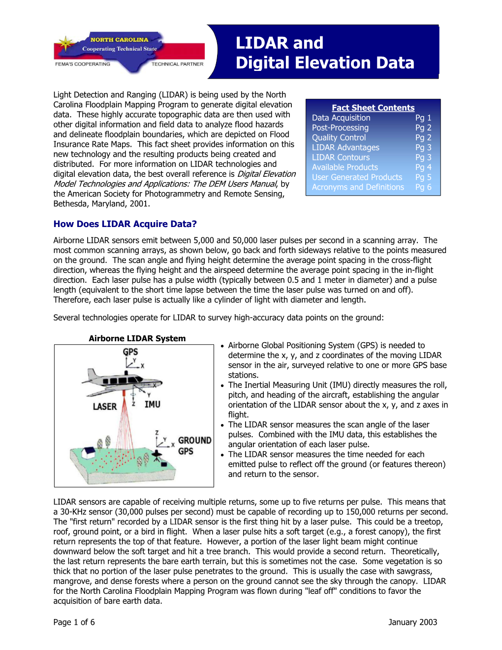 LIDAR and Digital Elevation Data