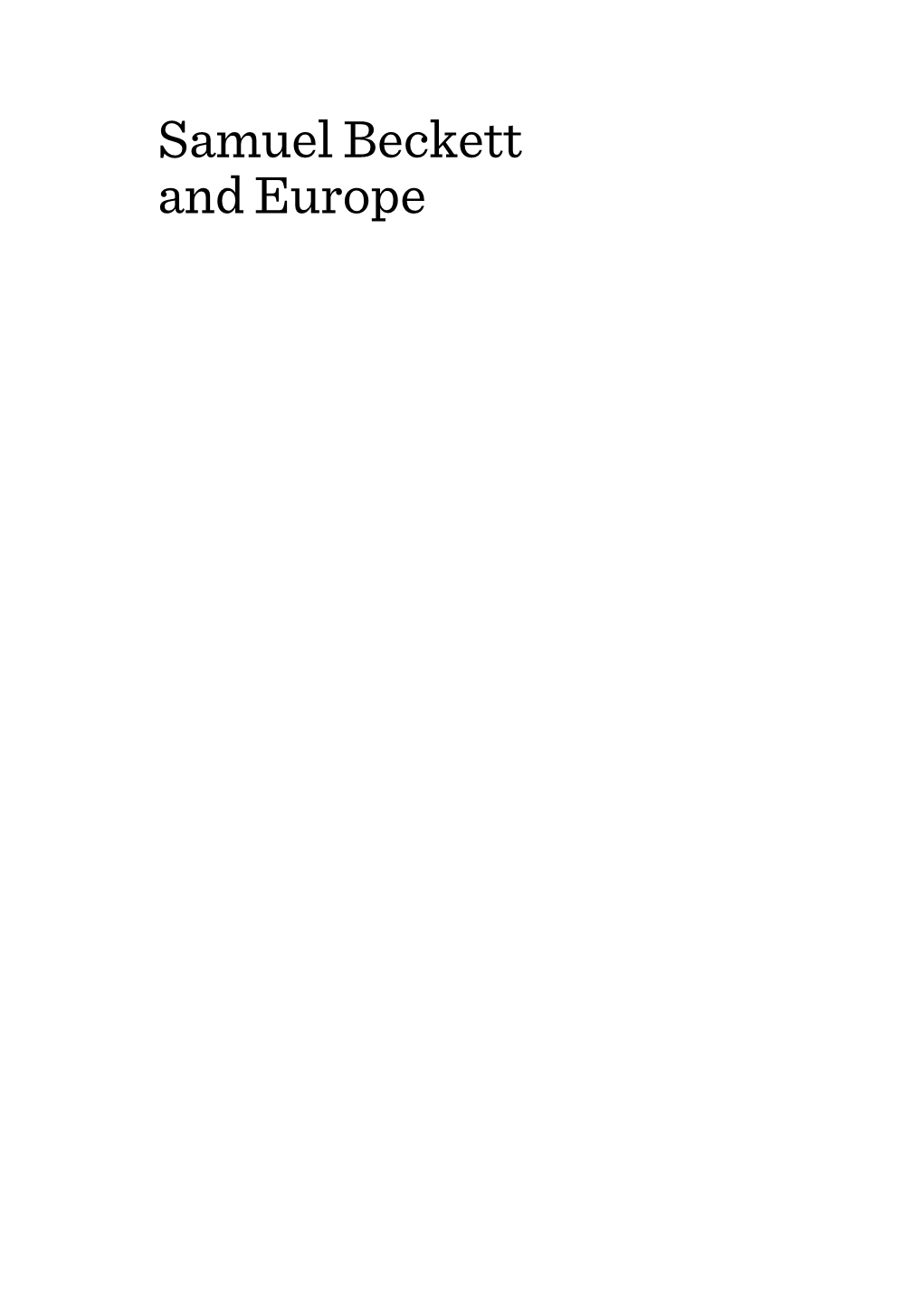 Samuel Beckett and Europe