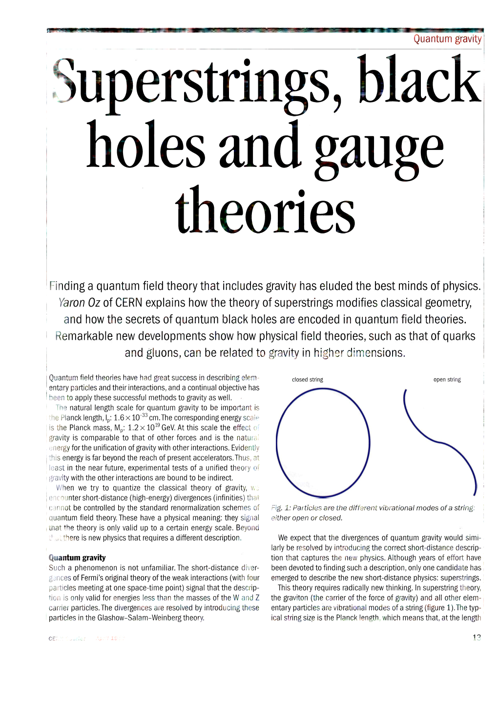 Superstrings, Black Holes and Gauge Theories