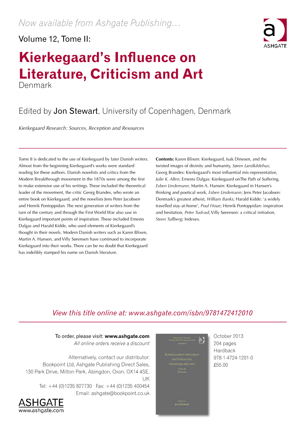 Kierkegaard's Influence on Literature, Criticism And