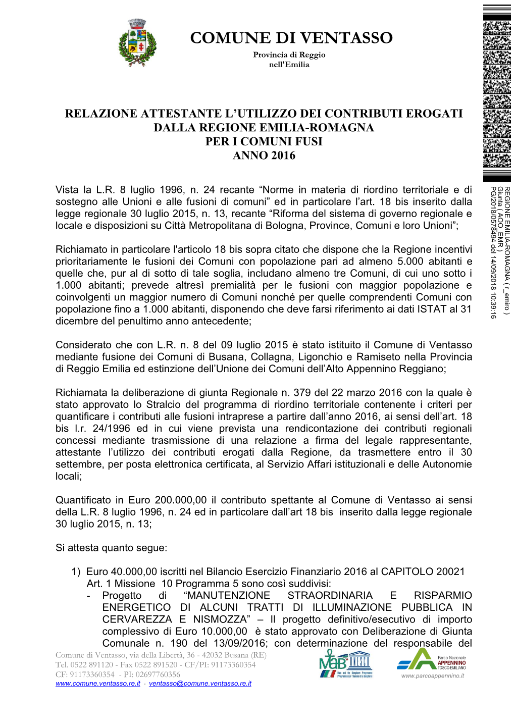 Relazione Contributi 2016