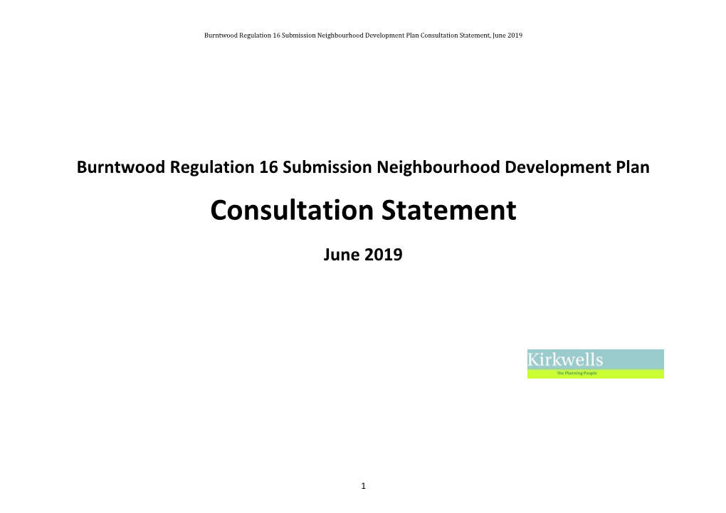 Burntwood Neighbourhood Plan Consultation Statement